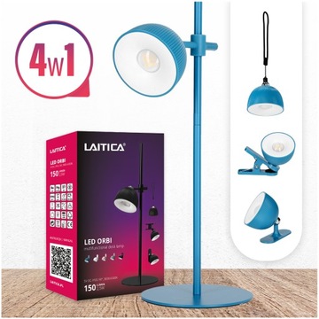 Bezprzewodowa Lampka Biurkowa LED Laitica ORBI Niebieska USB 4w1 REGULOWANA