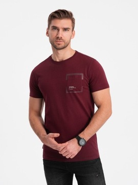 T-shirt męski bawełniany z kieszonką bordowy V2 OM-TSPT-0154 XXL