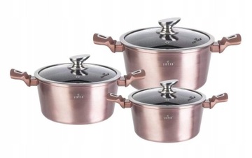 GARNKI Z POWŁOKĄ GRANITOWĄ 6 ELE. ROSE GOLD
