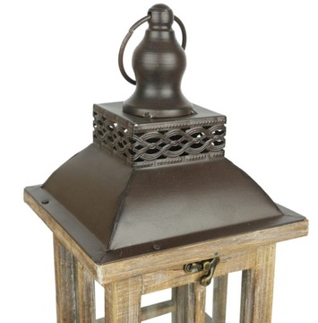 Lampion drewniany duży 45 cm Świecznik XXL Latarnia