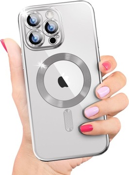 ETUI DO IPHONE 13 PRO MAX PRZEŹROCZYSTE OCHRONA APARATÓW DO MAGSAFE |SILVER