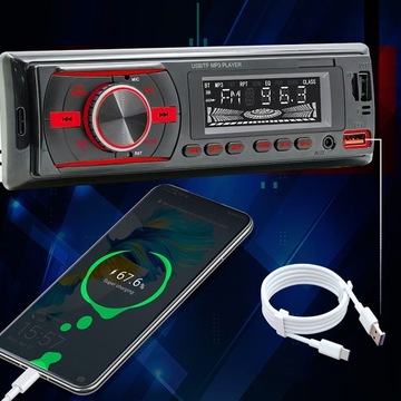 Автомобильный радиоприемник Bluetooth 1-DIN USB AUX SD Микрофон Пульт дистанционного управления Комплект батарей