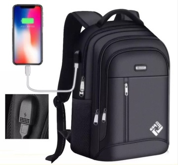 PLECAK NA LAPTOPA BIZNESOWY MĘSKI WODOODPORNY NA LAPTOPA 15,6 Z USB CZARNY