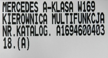 MERCEDES TŘÍDA A W169 VOLANT MULTIFUNKČNÍ PĚKNÝ A1694600403