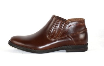 BRĄZOWE WSUWANE BUTY SKÓRZANE OCIEPLANE MĘSKIE 12