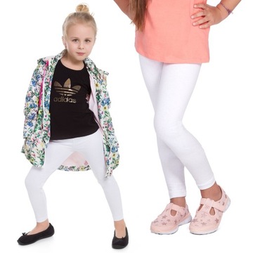KLASYCZNE LEGGINSY DZIEWCZĘCE Z BAWEŁNY BIAŁE 140