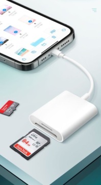 АДАПТЕР OTG КАБЕЛЬНЫЙ АДАПТЕР ОТ LIGHTNING APPLE НА SD MICROSD CARD READER