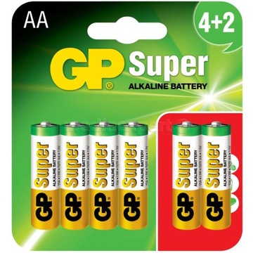 Батарейки GP SUPER ALKALINE LR06 AA 1,5 В — 6 шт.