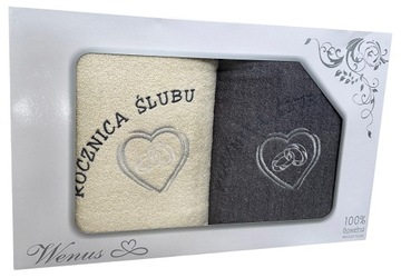 Komplet ręczników Z HAFTEM ROCZNICA ŚLUBU 70x140 NA PREZENT gruby