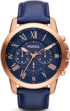 Fossil FS4835 GRANT pasek chronograf granat złoty