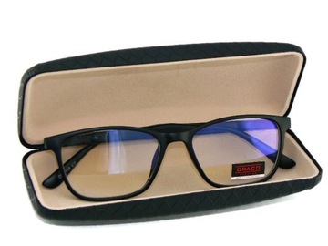 Męskie Okulary ANTYREFLEKS zerówki KOMPUTERA Etui