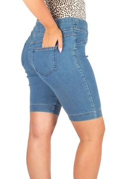 krótkie SPODENKI DAMSKIE jeansowe z WYSOKIM STANEM dżinsowe modne XXL 44