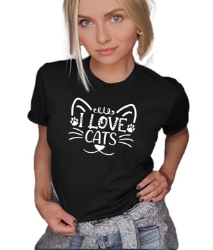 Koszulka damska T-shirt z nadrukiem Kot M