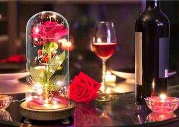 ВЕЧНАЯ РОЗА В СТЕКЛЕ, ПОДАРОЧНАЯ КОРОБКА С СВЕТЯЩИМСЯ СВЕТОДИОДОМ