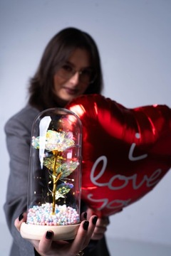 ВЕЧНАЯ РОЗА В СТЕКЛЕ, СВЕТЯЩАЯСЯ СВЕТОДИОДНАЯ РОЗА, ПОДАРОК ​​УЧИТЕЛЮ, КОНЕЦ ГОДА