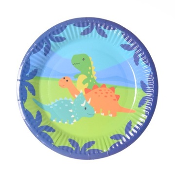 Talerze Talerzyki Papierowe Dinozaury 18 cm 6 szt