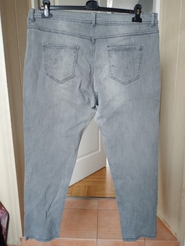 Spodnie dżinsy 7/8 c&a strecz proste 48 szare