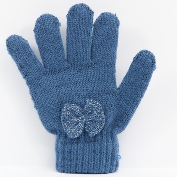3-5 lat Zimowe akrylowe rękawiczki z puszkiem Dziewczęce Jeansowe 14 cm 046