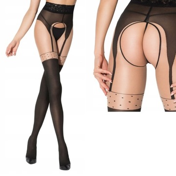 Rajstopy XXL wycięce w kroku PINUP 40den