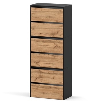 SZAFKA NA BUTY WYSOKA PÓŁKA STOJAK REGAŁ NA PRZEDPOKÓJ LOFT CZARNA WOTAN