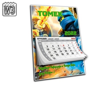 КАЛЕНДАРЬ LEGO NINJAGO А4 ВАШЕ ИМЯ + ПОЖЕЛАНИЯ!