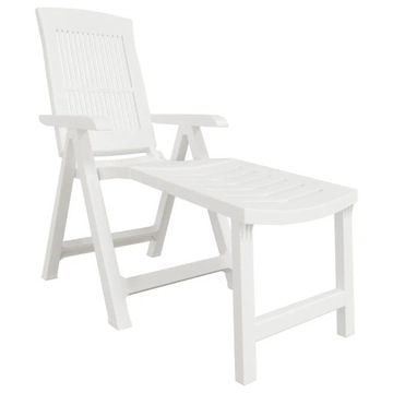 Leżak ogrodowy plastikowy 5-pozycyjny, biały, 60x114x110 cm