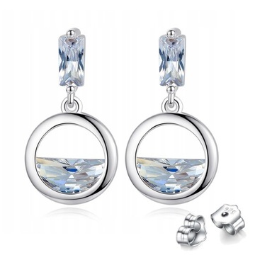 PIĘKNE KOLCZYKI SREBRNE 925 SWAROVSKI-KOLORY