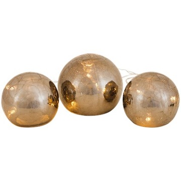 3 kule led lampki szklane zestaw pobite szkło