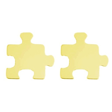 KOLCZYKI SREBRNE ZŁOCONE SZTYFTY PUZZLE SREBRO 925