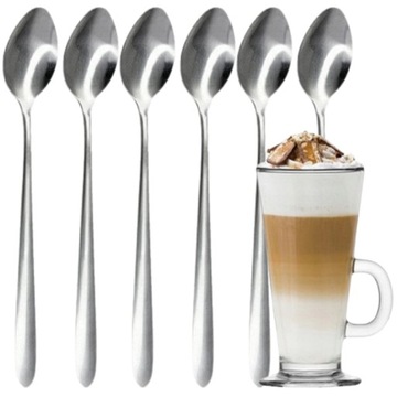 ŁYŻECZKI DO LATTE KAWY COFFEE DŁUGIE DESERÓW DESEROWE - 6 SZTUK