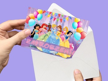 ZAPROSZENIE KSIĘŻNICZKI KOPCIUSZEK CALINECZKA NA URODZINY DZIECKA + KOPERTA