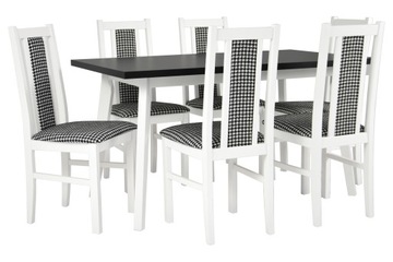 Stół 80x140/180+6 krzeseł BIAŁE do SALONU/JADALNI