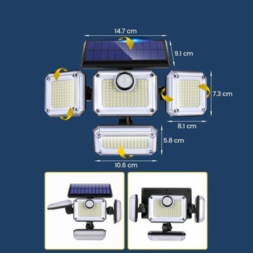 Светодиодный садовый светильник на солнечных батареях с датчиком движения и сумерек, дистанционным управлением