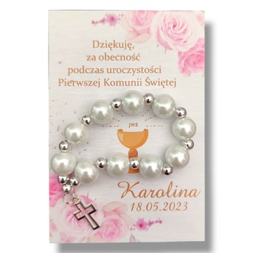 Podziękowanie dla Gości Komunia różaniec prezent K