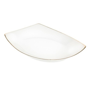 Półmisek porcelanowy MariaPaula Moderna Gold biały 24 x 17 cm