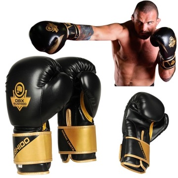 BUSHIDO RĘKAWICE BOKSERSKIE TRENINGOWE SPARINGOWE LOGO 12 OZ CZARNE