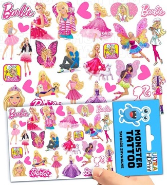 TATUAŻE TYMCZASOWE TYMCZASOWE DLA DZIECI DZIECIĘCE BARBIE WZORY ORYGINALNE