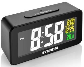 Budzik z funkcją drzemki i temperaturą Hyundai AC322B zegar 12 i 24 h