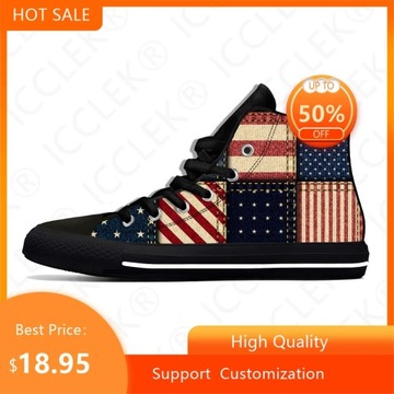 wysokie buty płócienne USA ameryka flaga ameryki gwiazdy patriotyczne moda
