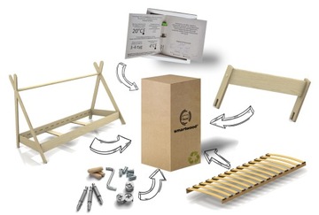 Кровать односпальная детская TIPI house 160х90 Деревянная с перилами+каркас