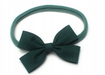 OPASKA na głowę niemowlęca kokardka ciemna zieleń szmaragd