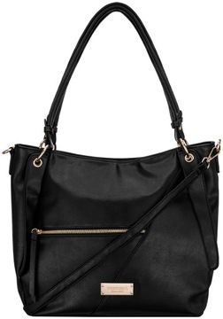 TOREBKA Czarna SHOPPER MONNARI Długi Pasek NA RAMIĘ