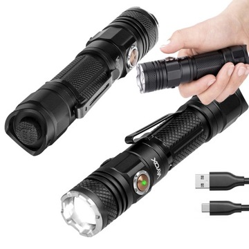 LATARKA LED AKUMULATOROWA ŁADOWANIE USB TAKTYCZNA 1200 lm ZOOM