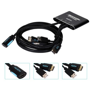 Przełącznik KVM HDMI 4K 1080p 3x USB 2.0 10.2Gbps