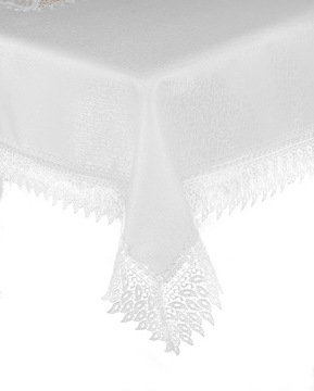 OBRUS 140x220 BIAŁY NA STÓŁ Z GIPIURĄ SZYBKOSCHNĄCY PLAMOODPORNY ELEGANCKI