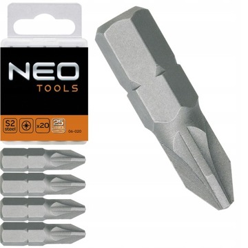NEO 06-020 НАСАДКИ ДЛЯ ОТВЕРТКИ PZ2 X 25 ММ, 20 ШТ.