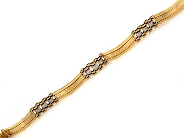 Złota bransoleta 585 szeroka sztywne elementy unisex r21 na prezent modna