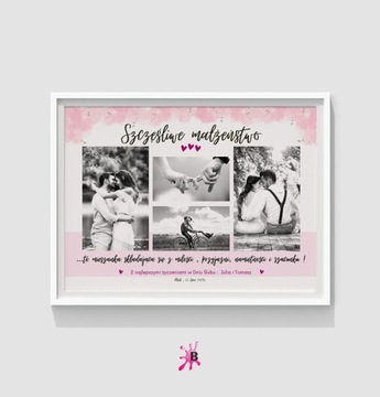 ПЕРСОНАЛИЗИРОВАННЫЙ ПОСТЕР ПОДАРОК ​​СВАДЕБНЫЕ ИМЕНА+ДАТА+ФОТО ПАР+РАМКА ПОЖЕЛАНИЯ 30х40