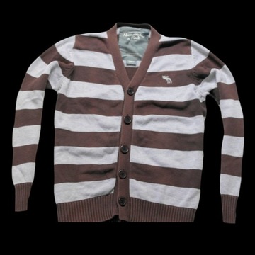 ABERCROMBIE & FITCH _ WEŁNIANY MODNY CIEPŁY SWETER Z LOGO _ M/L