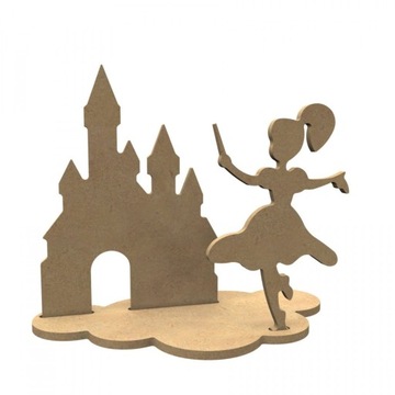 DEKORACJA DREWNIANA 3D FIGURKA MDF ZAMEK Z WRÓŻKĄ